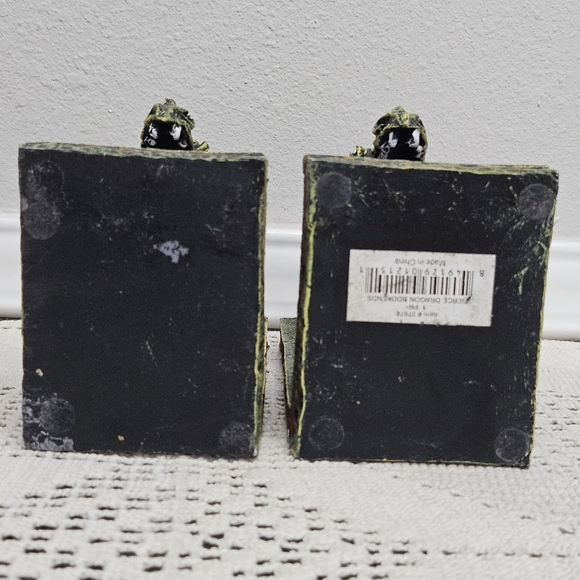 Fierce Dragon Head Bookends Ornate Medieval Fantasy Decor Heavy Resin Gothic Set - Picture 7 of 13